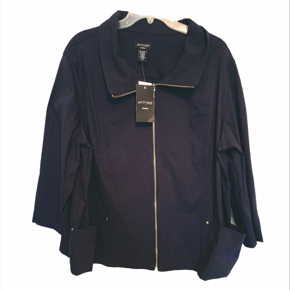 Black Stretch Zip Jacket Sz 3x